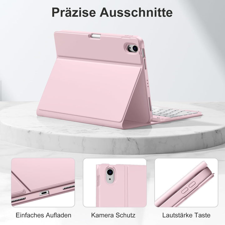 drivego Hülle mit Tastatur für iPad Air 11 Zoll M3 2025 M2 2024/Air 5 Generation 2022 4 Gen 2020 10,