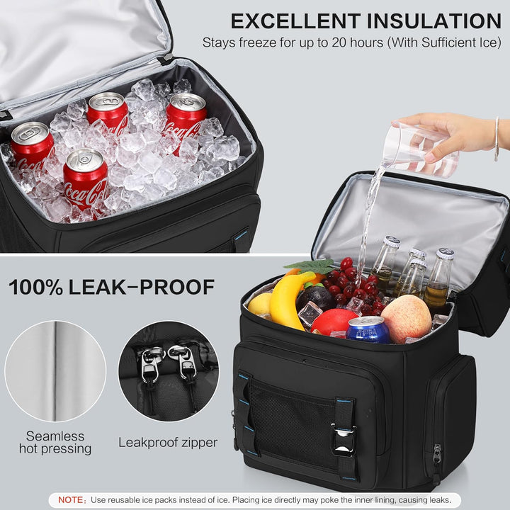 Grosser Kühlrucksack für Herren & Damen, Doppellagiger Kühltasche Rucksack Wasserdichter Isolierter