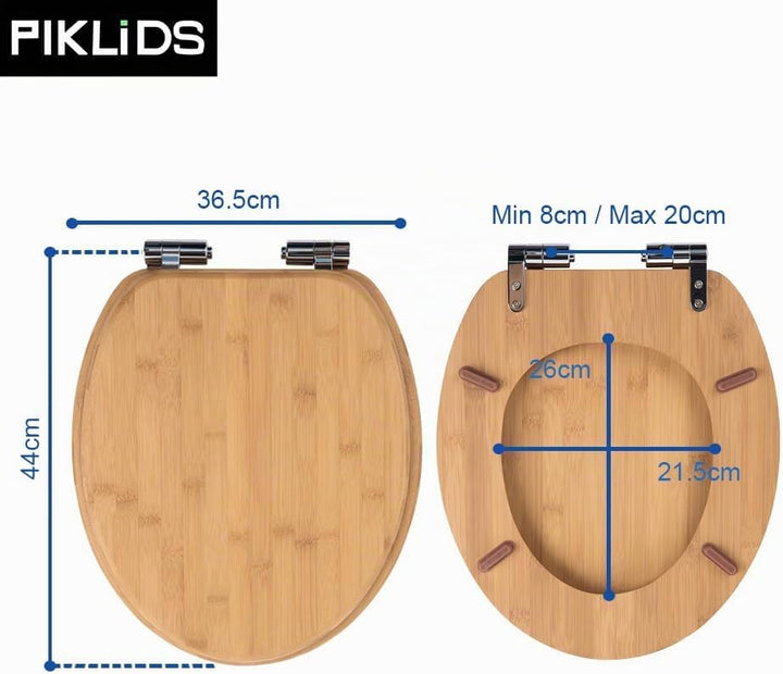 WC-Sitz aus Bambus mit Absenkautomatik, Schnellverschluss &amp; Easy-Clean, Soft-Touch – PIKLiDS