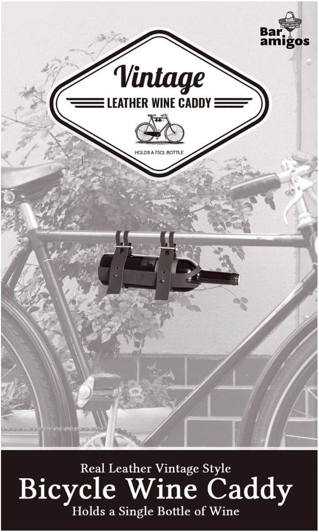 Bar Amigos Fahrrad-Weinflaschenhalter aus Leder, ideal für Radfahrer, für ein Picknick oder einen Ta