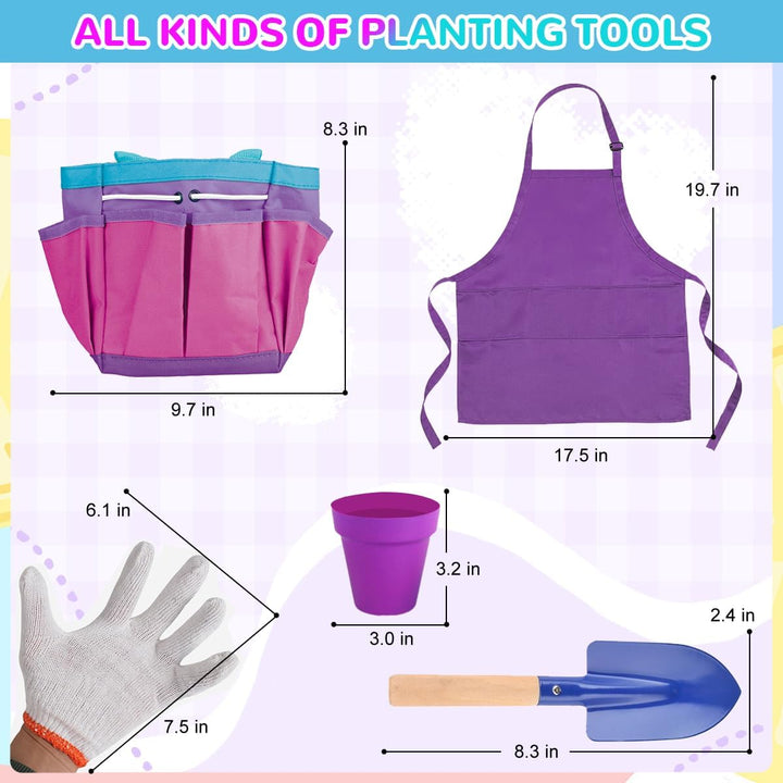 fisca 15 PCS Gartengeräte-Set für Kinder, Kleinkind-Gartenbauwerkzeug-Set Spielzeug mit Schubkarre,