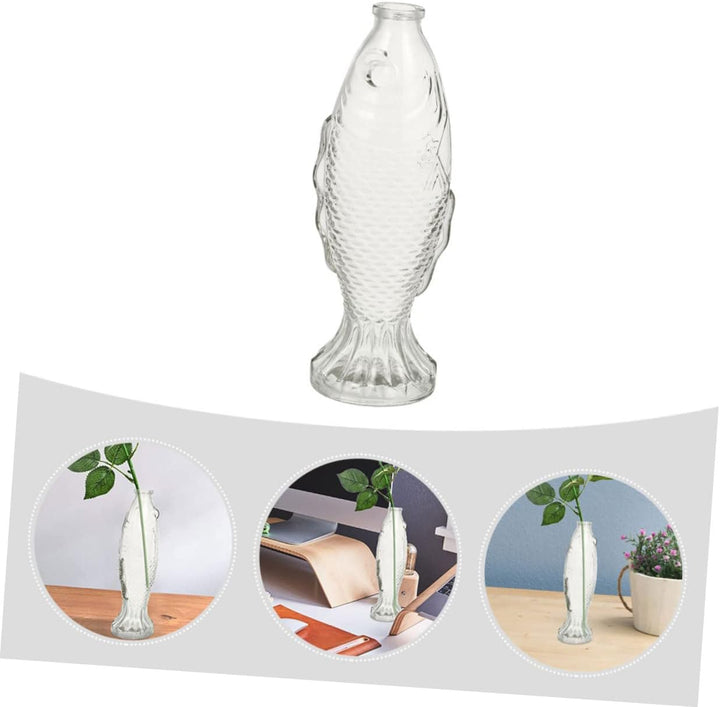 YARNOW Fischvase Aus Glas Mittelstück Pflanzenvase Klare Wunschflasche Vase Mit Blumenhalter Glasvas