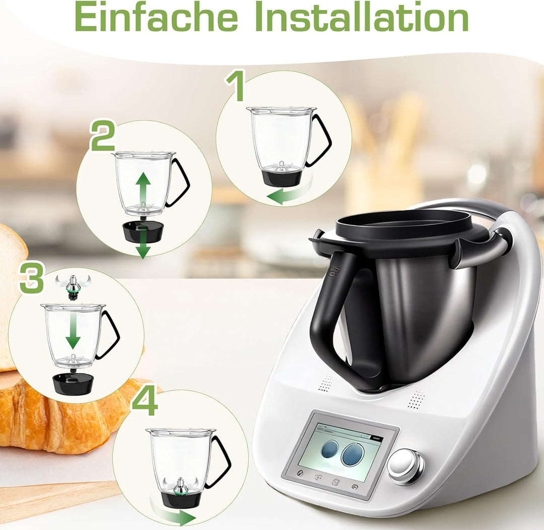 Teigmesser für Thermomix TM6, Edelstahl Teigmischmesser set für Thermomix TM5,TM6,TM7, Kein Teig-Rüc