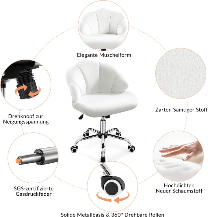 Yaheetech Bürostuhl Ergonomisch Schreibtischstuhl höhenverstellbar Drehstuhl, Bürosessel in Muschelf