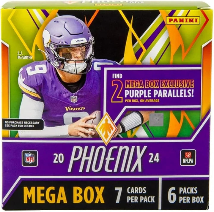 2024-25 Panini Phoenix NFL-Fussball-Mega-Box, exklusiv für den Einzelhandel, 42 Karten, Color Blast