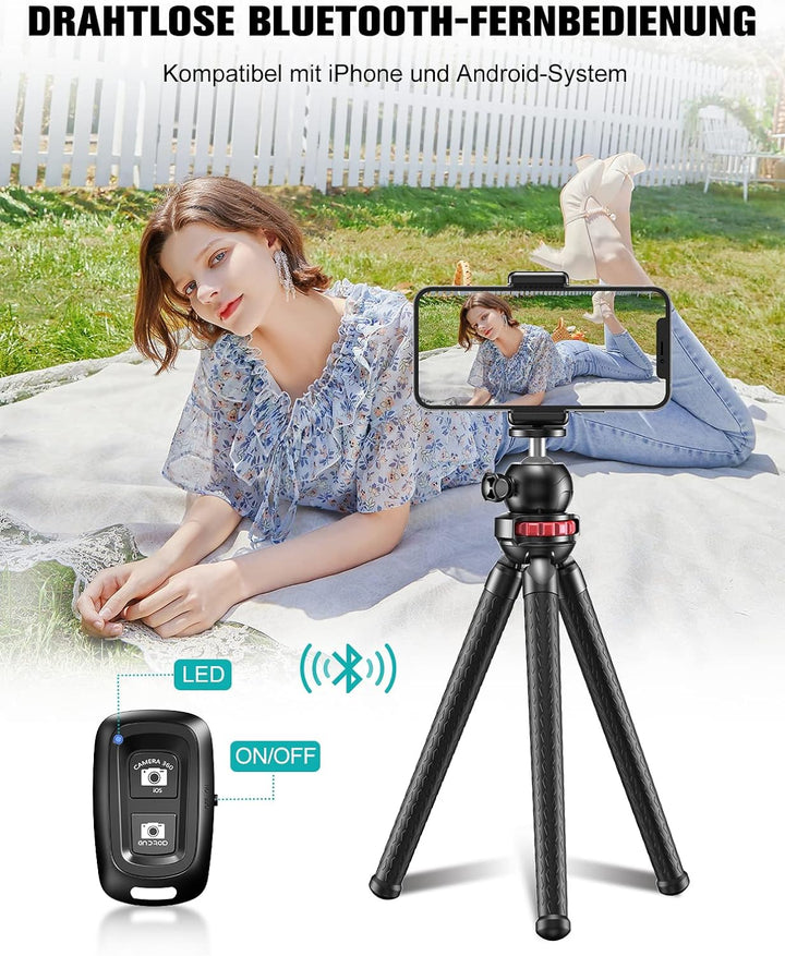CIRYCASE Flexibler Handy Stativ, Mini Selfie Stick Stativ für Smartphone mit Kabelloser Fernbedienun