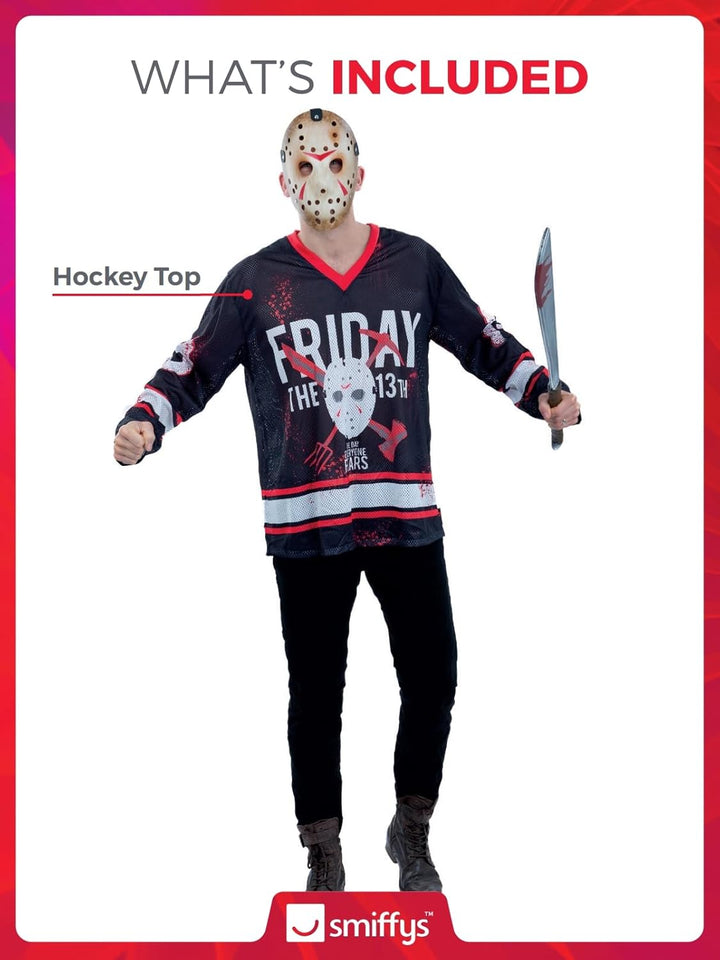 Smiffys 81017 Friday the 13th, Hockey-Top, Herren, Schwarz & Weiss Medium (Chest 38-40), Medium (Che