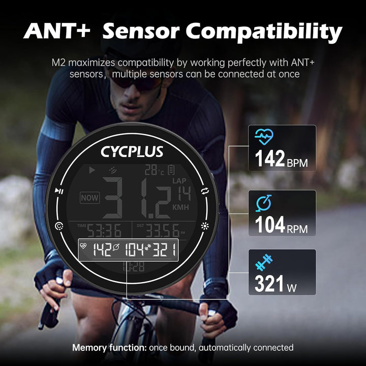 CYCPLUS Fahrradcomputer GPS Fahrradtacho Kabellos, Wasserdicht IPX6 Fahrrad Computer ANT+ Drahtloser