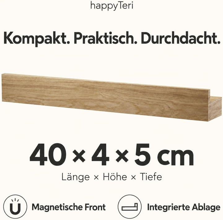 Messer Magnetleiste Eiche 40 cm mit Ablage Messerhalter