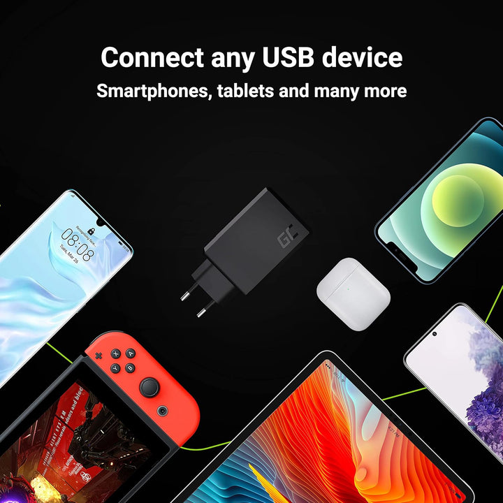 USB-A Ladegerät 30W 3 Port USB Green Cell Power Adapter mit Quick Charge 3.0 Handy Schnellladegerät