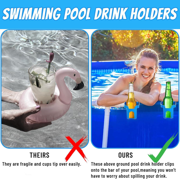 FePen Getränkehalter Pool 4 Stück, Pool Getränkehalter Blau, Pool Becherhalter aus Kunststoff, Multi