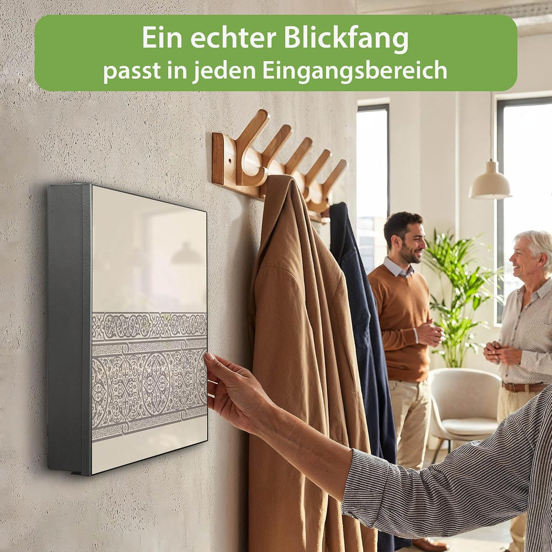 banjado Grosser Schlüsselkasten Metall - Schlüsselbox 30x30cm beschreibbarer mit 32 Haken - Schlüsse