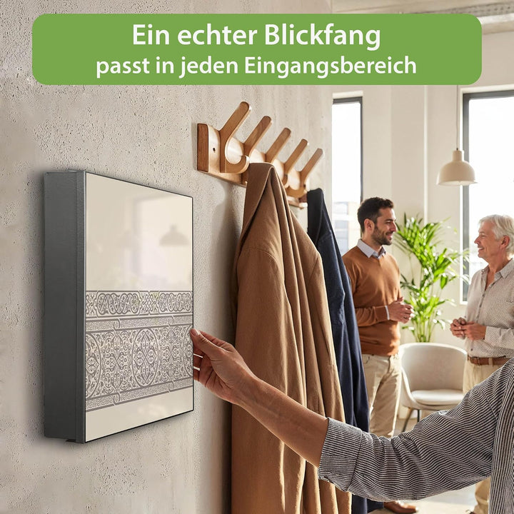 banjado Grosser Schlüsselkasten Metall - Schlüsselbox 30x30cm beschreibbarer mit 32 Haken - Schlüsse