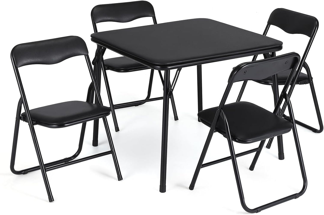 Garvee Platzsparendes, faltbares Kindertisch-Set – Robuster Metallrahmen, Bequeme Lederpolsterung, i