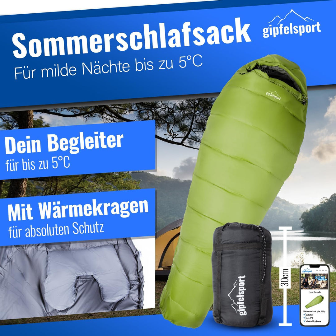 Gipfelsport Ultraleicht Schlafsack 4 Jahreszeiten [-20°C bis 15°C] Ultralight Sleeping Bag | Ultrale