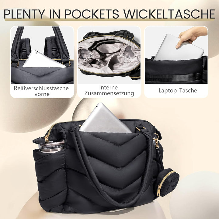 MISS FONG Baby Wickeltasche Wickelrucksack Rucksack Gross, Wickeltasche Kinderwagen Puffer Rucksack