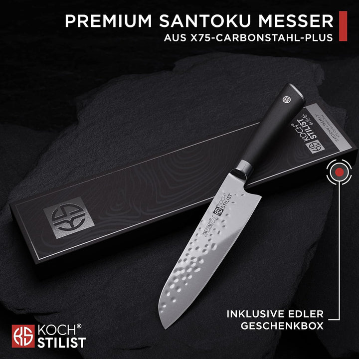 Kochstilist® Premium Santoku Messer 18 cm [+ inkl. Geschenkbox] Das Profi-Kochmesser aus extrem scha