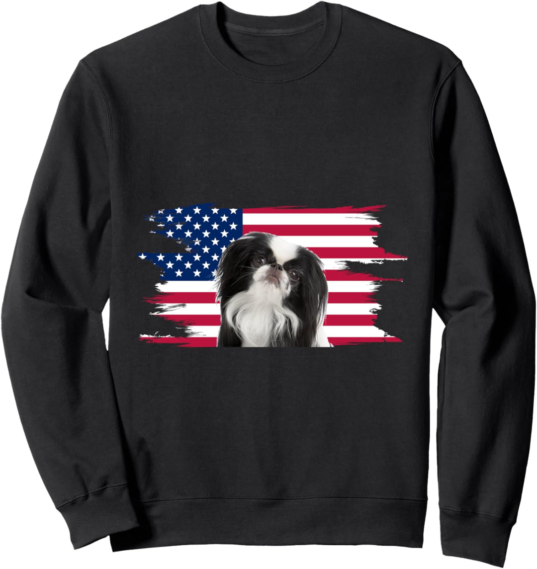 American Flag Dog Japanese Chin Sweatshirt