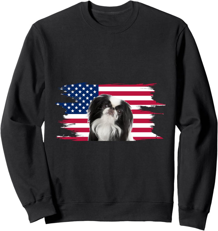 American Flag Dog Japanese Chin Sweatshirt