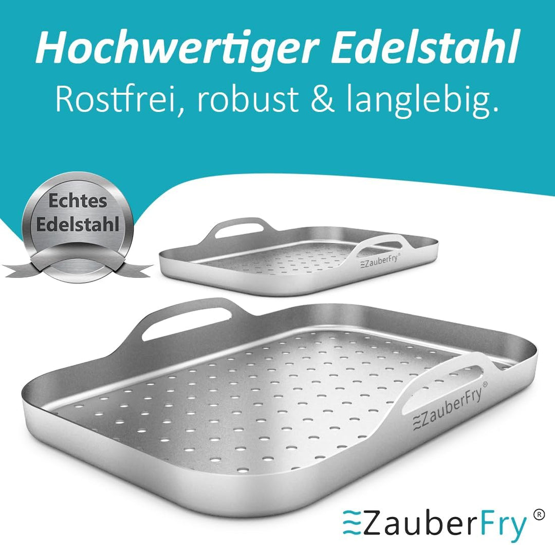 2er-Set Edelstahl-Pizzaeinsätze (rechteckig, gelocht) – kompatibel mit Ninja Heissluftfritteusen AF3