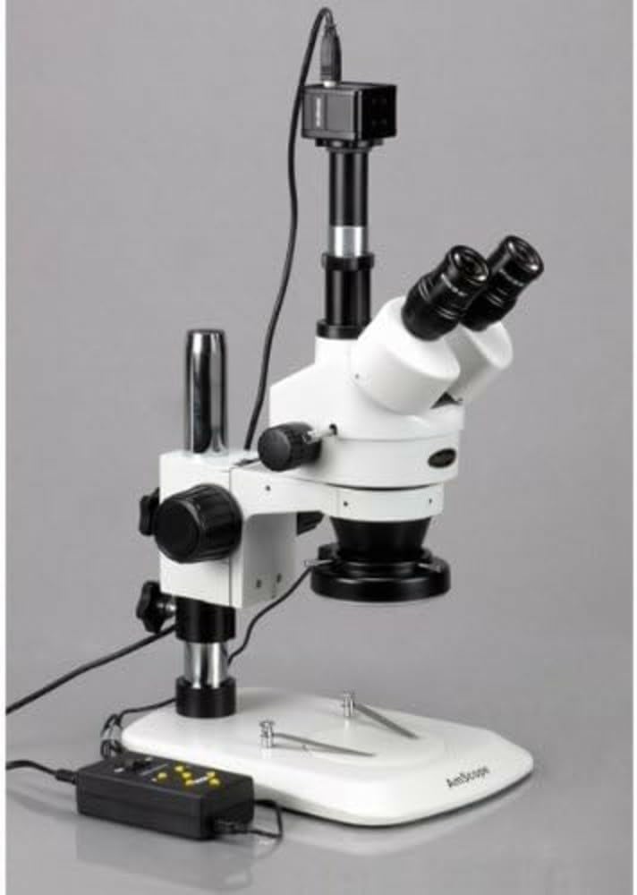 AmScope SM-1TNZ-144A-10M Zoom-Stereomikroskop mit 10MP-Kamera und 144-LED-4-Zonen-Licht, 3.5X-90X
