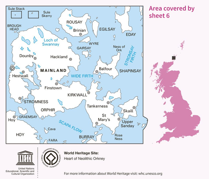 Orkney Map | Mainland | Ordnance Survey | OS Landranger Map 6 | Scotland | Walks | Cycling | Days Ou