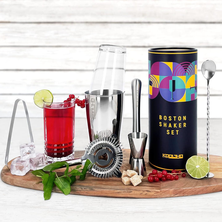 Boston Shaker Set Cocktailshaker Profi, Geschenk für Frauen Männer, Cocktail Shaker Edelstahl Glas,