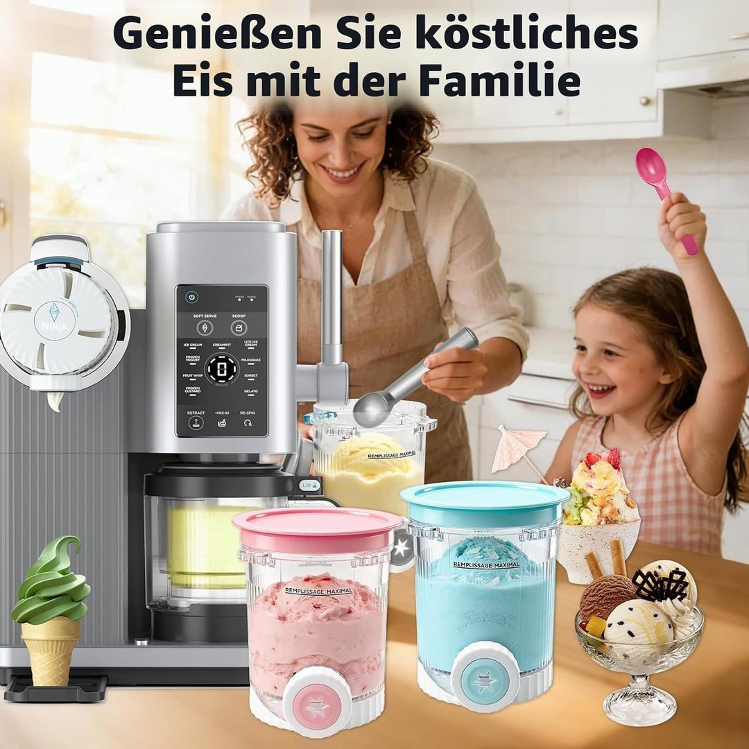 4 Stück Für Ninja Swirl Creami Behälter 480 ml Eisbehälter, Kompatibel mit Ninja Creami NC700 &amp; NC70
