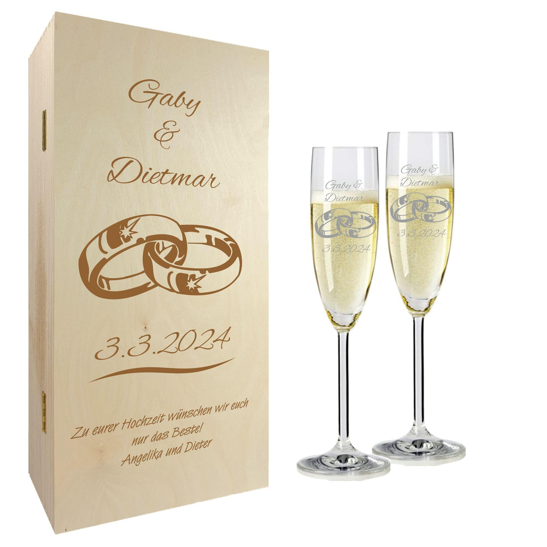 Geschenk zum Valentinstag – Sekt Geschenksets – Sektglas mit Gravur 200ml – Hochzeitsgeschenke – Ges
