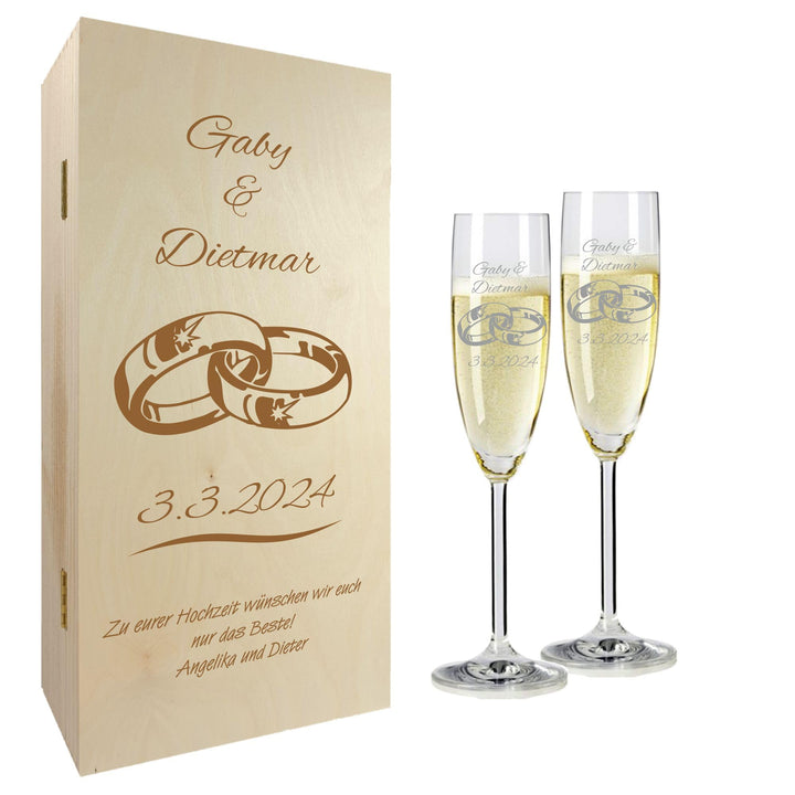 Geschenk zum Valentinstag – Sekt Geschenksets – Sektglas mit Gravur 200ml – Hochzeitsgeschenke – Ges