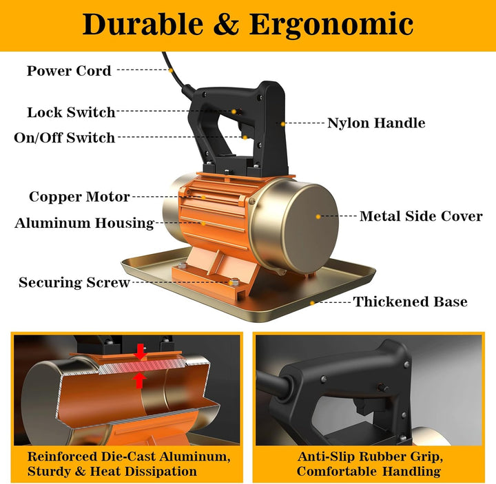 Betonrüttler Klein Rüttelplatte Elektrisch, Verdichter Stampfer Bodenverdichter, 370W Rüttler, Ein-K