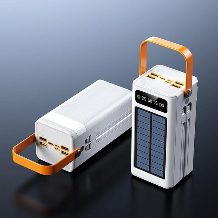 Solar Ladegerät - 120W Externes Powerbank - 50000mAh Überlebensausrüstung mit Licht 4 Ausgänge 3 Ein