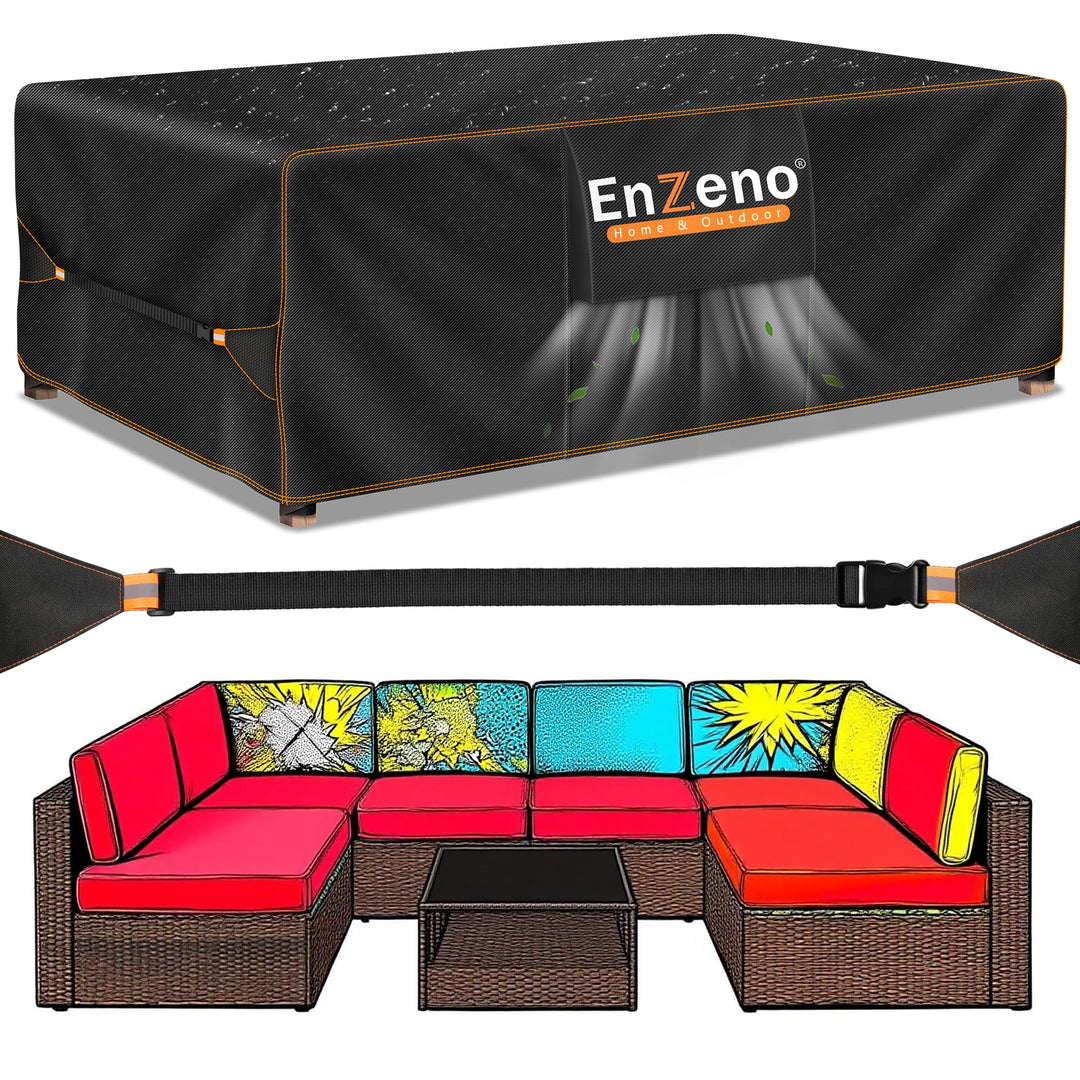 Enzeno Gross Gartenmöbel Abdeckung Wasserdicht mit Belüftungsöffnungen 300x200x90cm, Abdeckplane Sch