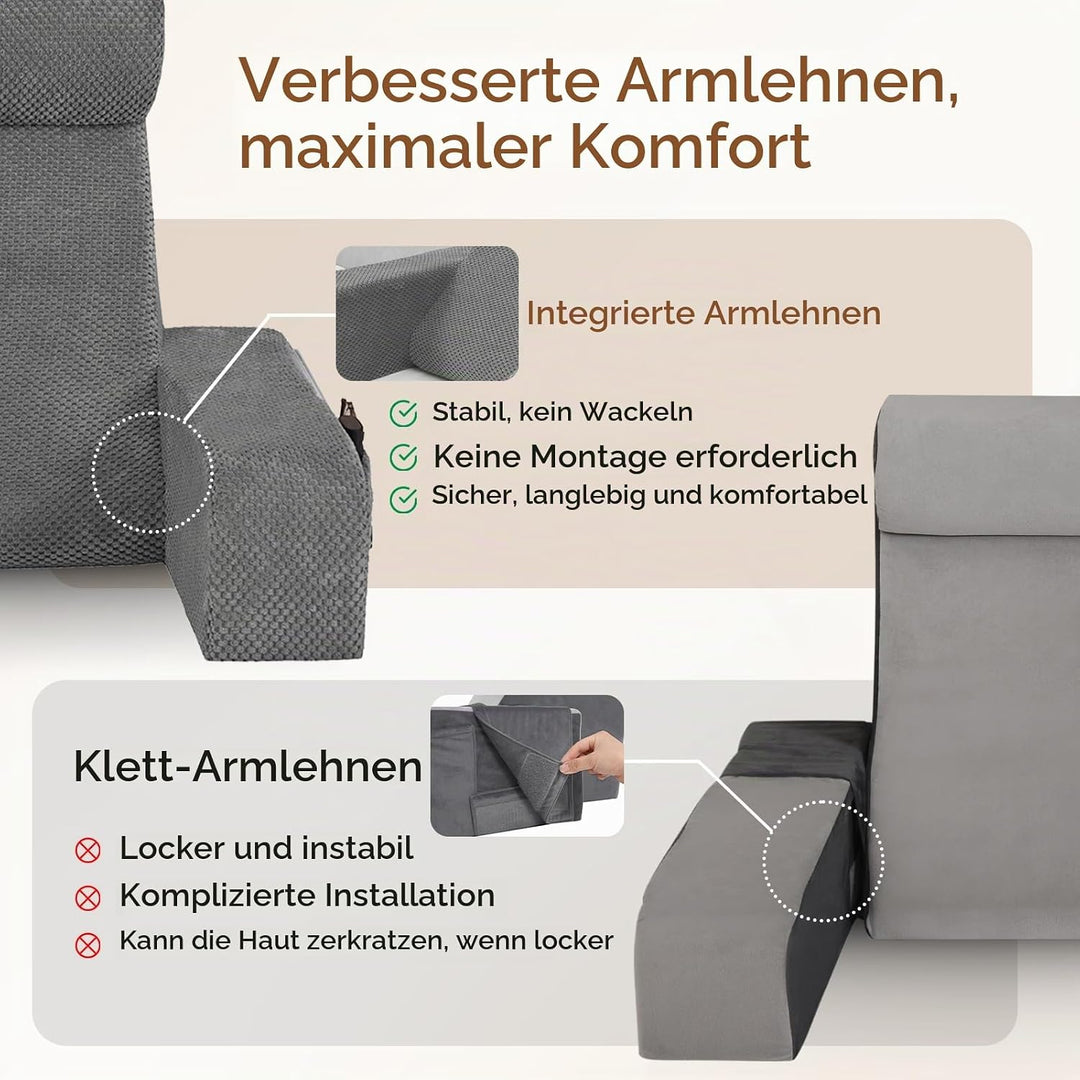 Vekkia 19" Lesekissen für Bett und Sofa, Lesekissen mit Rückenlehne für Erwachsene, Armlehnen, Gross