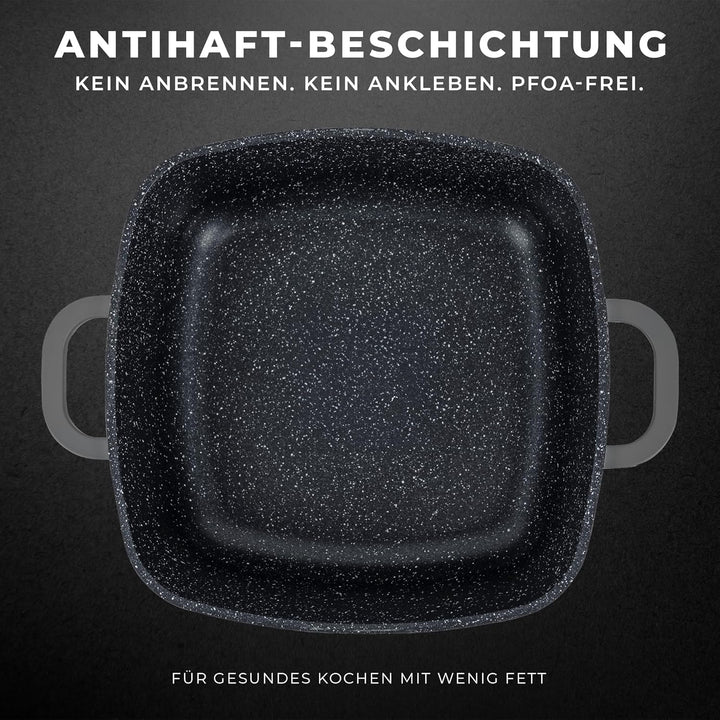 Topf Antihaftbeschichtet mit Deckel - 4.4L - Ø 24 cm - Quadrat Aluguss Kochtopf beschichtet Für alle