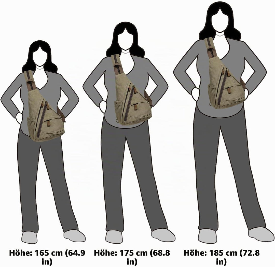 KL928 Canvas Sling Bag Rucksack Damen und Herren – Schulterrucksack Umhängetasche Crossbag Verstellb