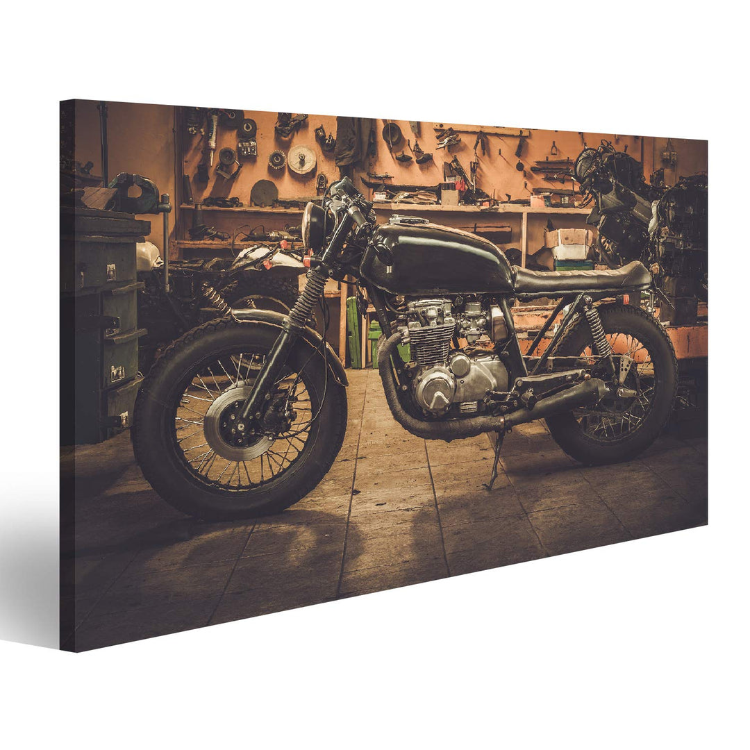 islandburner Bild auf Leinwand Vintage Style Cafe Racer Motorrad Customs Garage Bilder Wandbilder Po