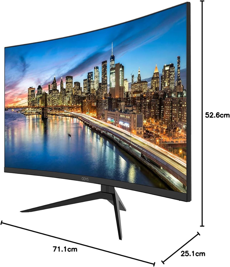 ODYS XP32 80cm (32") WQHD Curved Monitor (2.560x1.440 Pixel, 300 cd/m², 165Hz, 1ms Reaktionszeit, AM