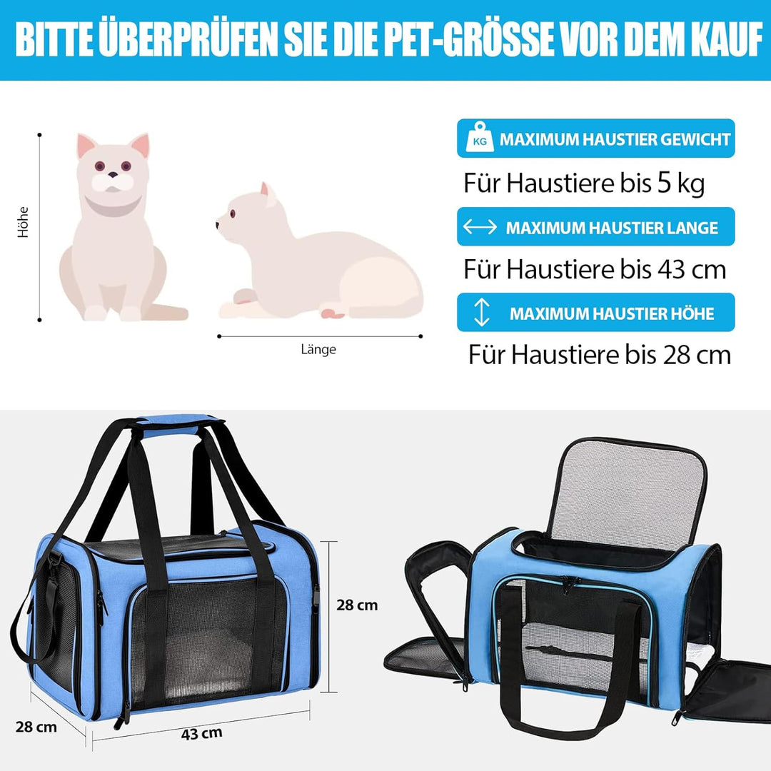 TOFFCAEA Transporttasche für Katze Hund, Hundetransportbox, Faltbare Katzentransportbox, tragbar, 5k