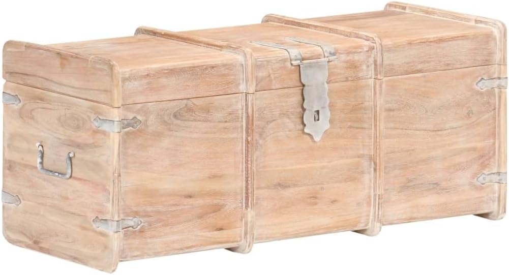 vidaXL Akazienholz Massiv Holztruhe Abschliessbar Truhe Aufbewahrungsbox Holzkiste Schatzkiste Schat