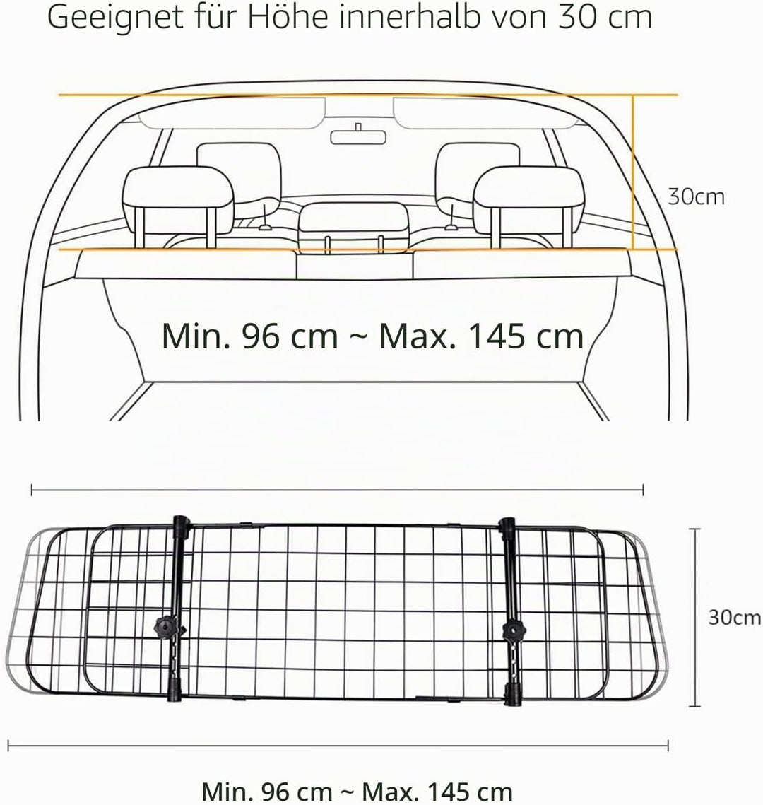 Nobleza - Autoschutzbügel für Hunde,Universal ausziehbarer Hund Hund Auto Separator Auto Barriere Si