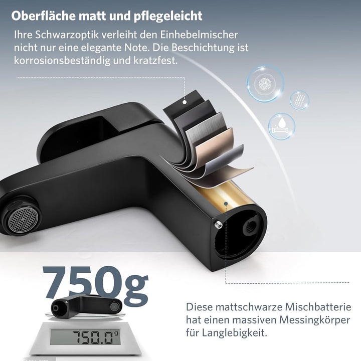Waschtischarmatur Badarmatur Einhand-Waschtischbatterie, Wasserhahn Bad mit Auslauf Höhe 85 mm, Misc