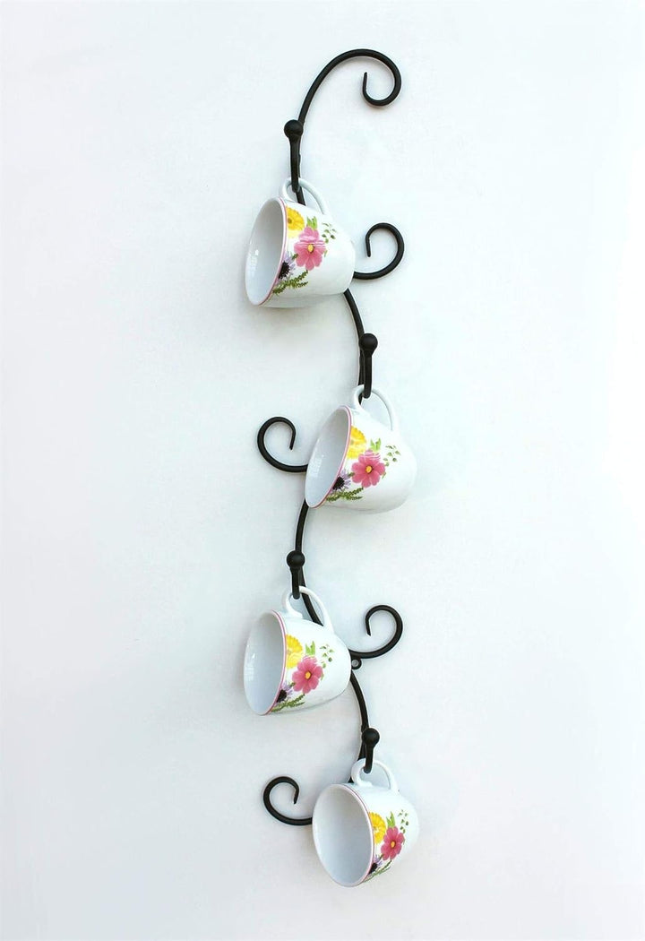 DanDiBo Tassenhalter Wand Schwarz Metall 68 cm Olivia Tassenhaken Küche Vintage Antik Becherhalter