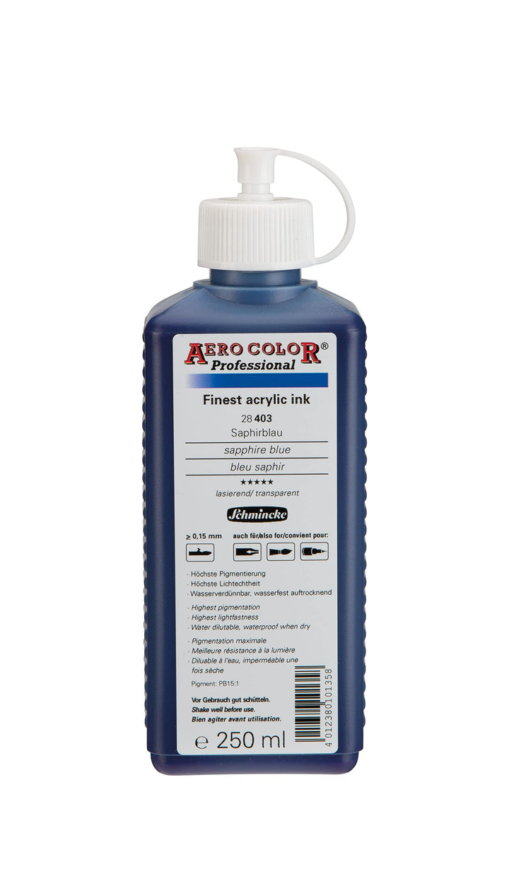 Schmincke - AERO COLOR Professional, Saphirblau 250 ml, 28403027, feinst-flüssige, farbstarke Acrylf