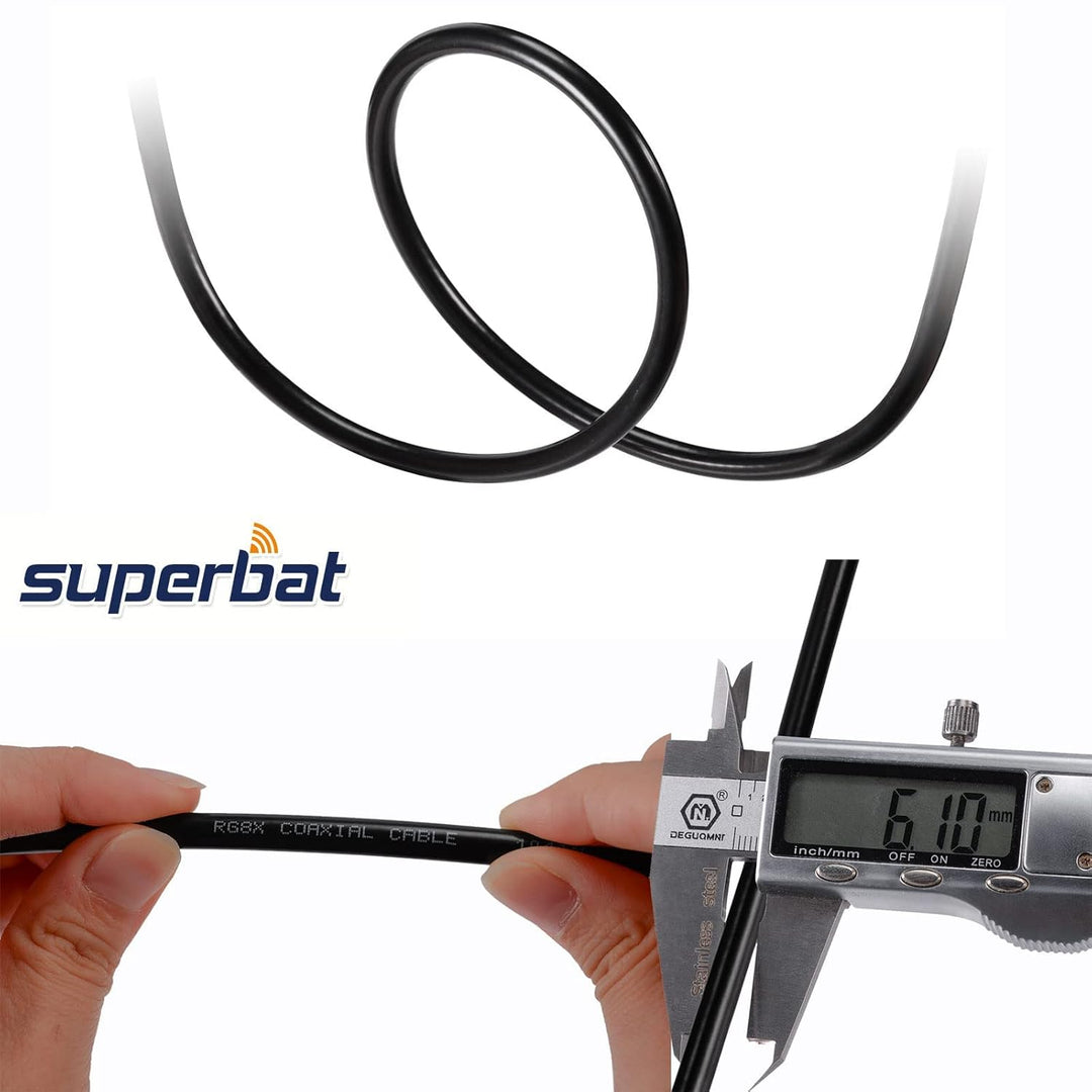 Superbat CB Koaxialkabel RG8X Koaxialkabel 50ft, UHF männlich zu männlich PL259 Kabel für Ham Shack