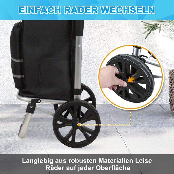 Einkaufstrolley klappbar mit Kühlfach | 50kg belastbar & Grosses Volumen | Leichter Einkaufswagen mi