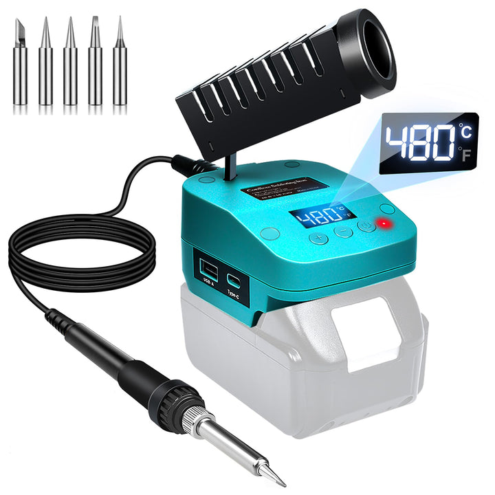 Akku Lötkolben Set kompatibel mit Makita 18V Akku, tragbarer Lötkolben mit USB und Typ-C, einstellba