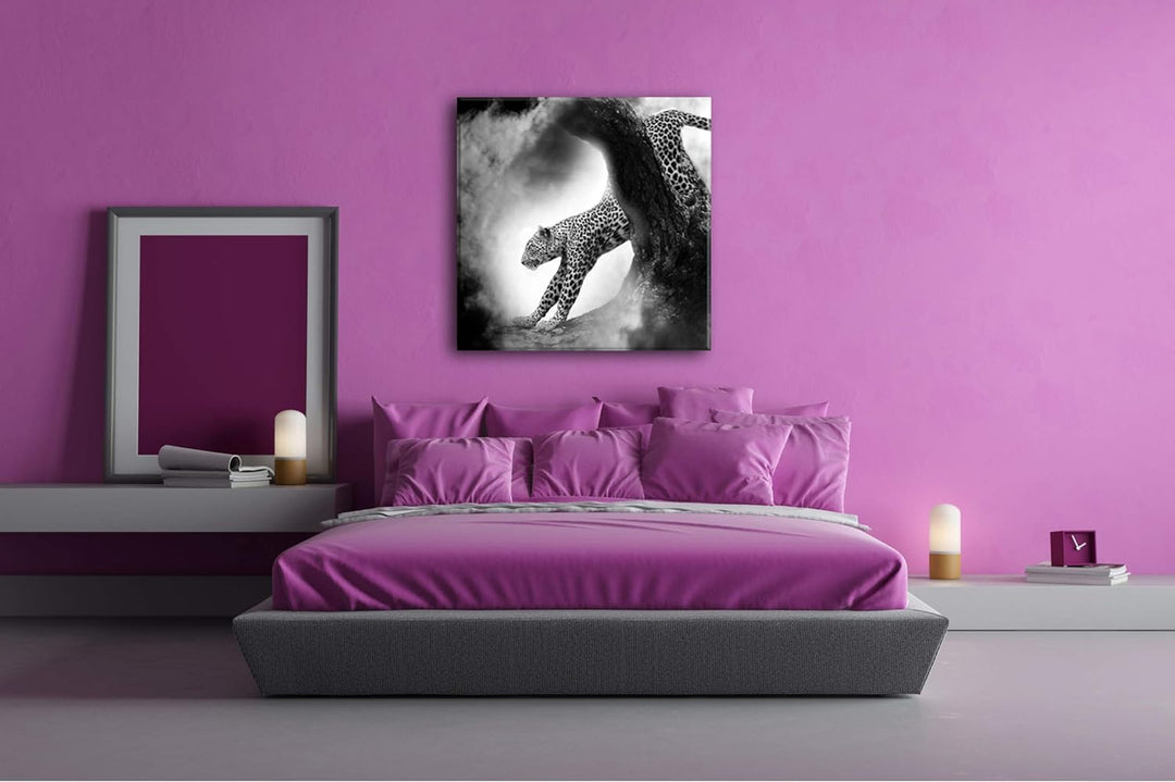 deyoli exotischer Gepard im Mondschein im Format: 60x60 Effekt: Schwarz&Weiss als Leinwandbild, Moti