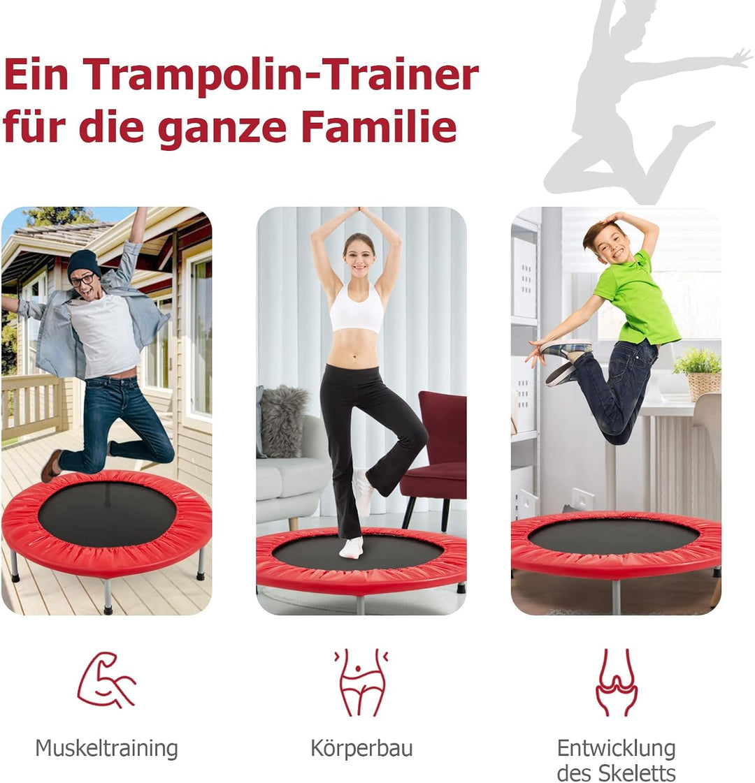 GOPLUS Trampolin Indoor, Ø97cm Fitnesstrampolin bis 150 kg belastbar, Kindertrampolin klappbar mit r