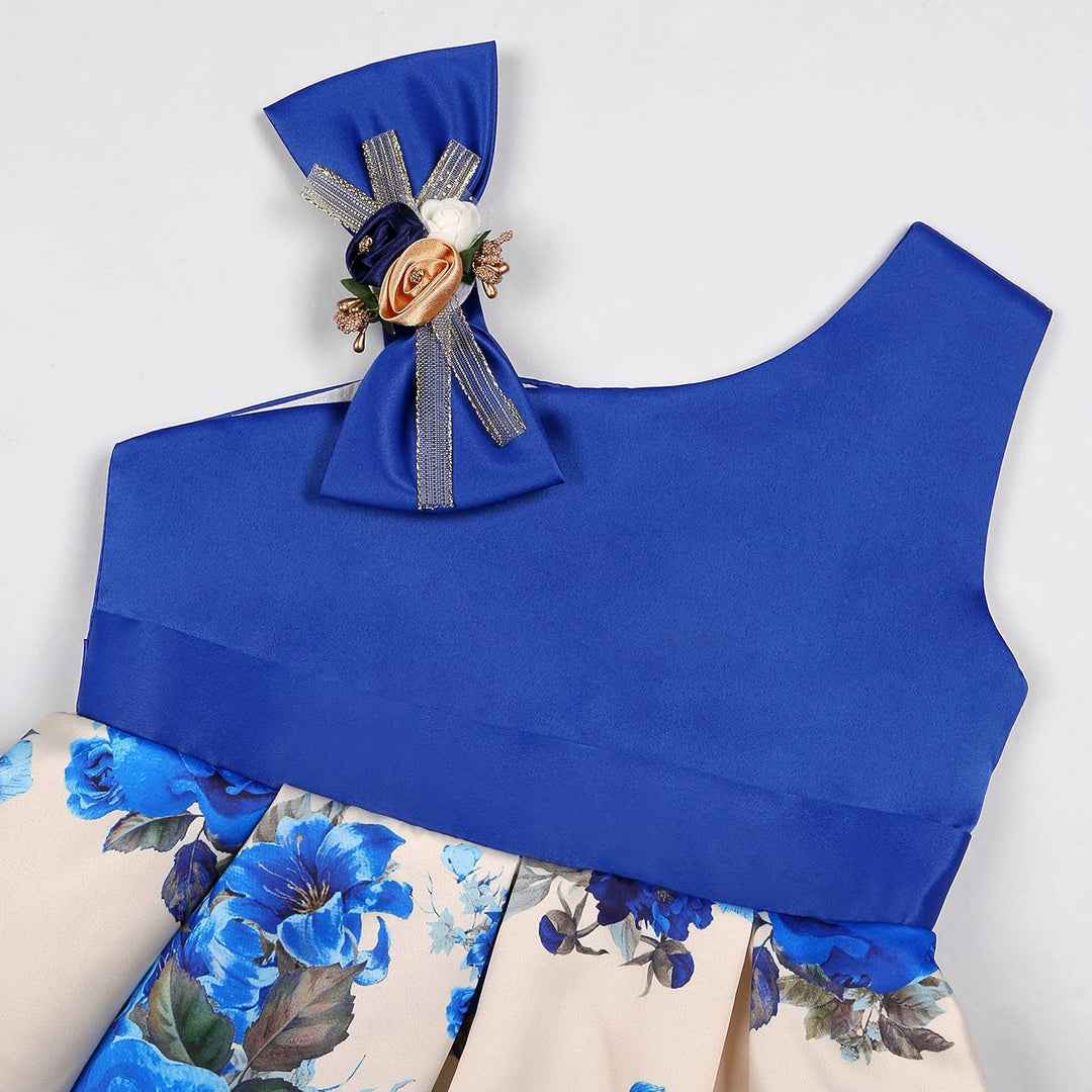 BUNNY LULU Mädchen Kleid mit schräger Schulter, Brautjungfer, Hochzeit, Prinzessin, Kinder, Schleife